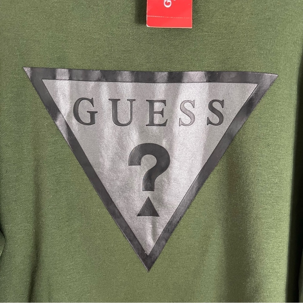 Guess Olive Green Men’s Crew Neck Cotton Blend Sweatshirt Sweater Size XL NWT - Picture 4 of 10